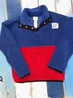 NFL New York Giants Youth Small Sherpa Fleece Pullover Blue Red Unisex